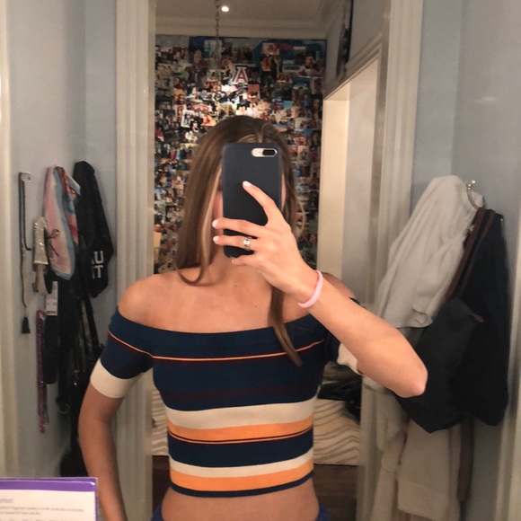 Off the shoulder cropped top colorful - Picture 2 of 2